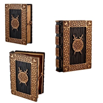 Urbalabs Wooden Viking Sword Shield Dice Card Jewelry Box Treasure Chest Wood Jewelry Boxes Organizers Treasure Chest Compartments Handm - image2